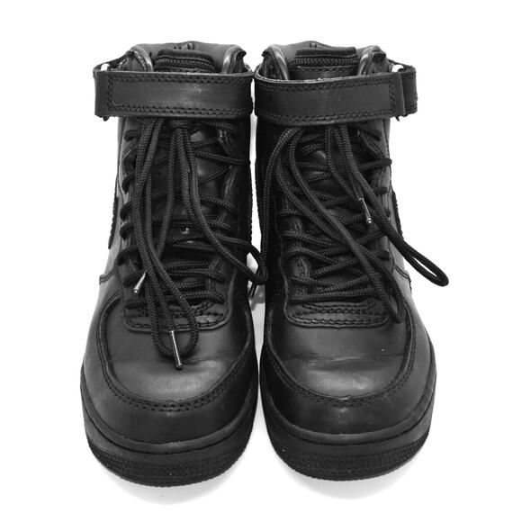 F0 Auth NIKE AIR FORCE 1 SWAT Black Leather Steel Toe Shoes 309655-001 Size 6.5 - Picture 3 of 9